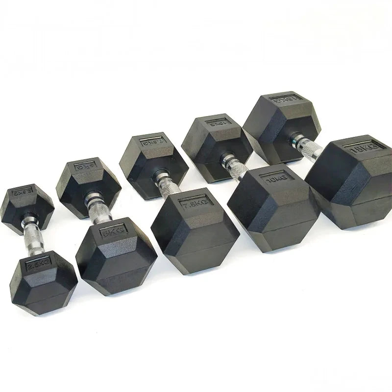 Rubber Hexagonal Dumbbell Set