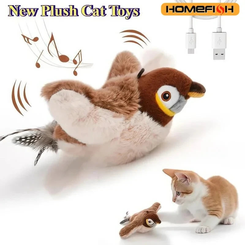 Interactive Plush Chirping Bird Cat Toy