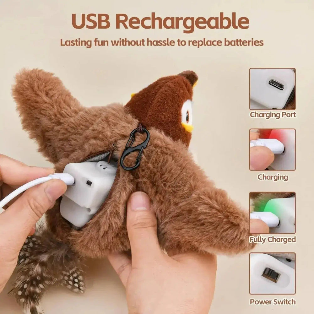Interactive Plush Chirping Bird Cat Toy