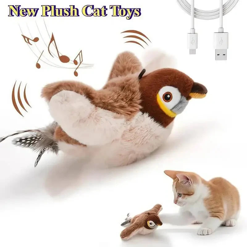 Interactive Plush Chirping Bird Cat Toy