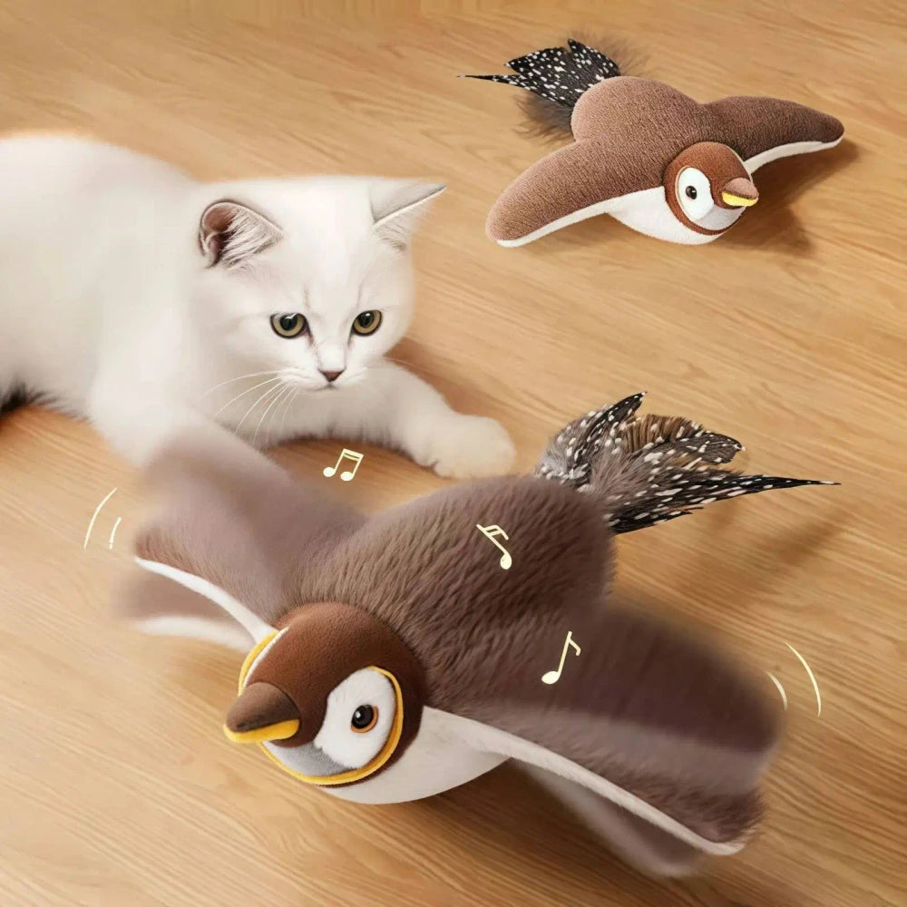 Interactive Plush Chirping Bird Cat Toy