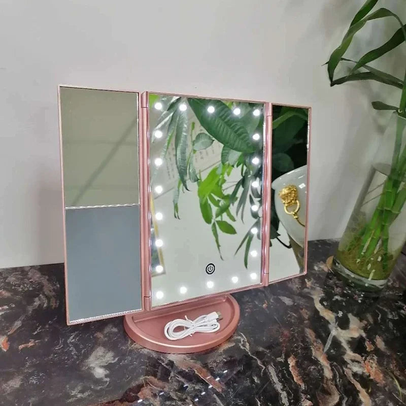 Folding LED Makeup Mirror