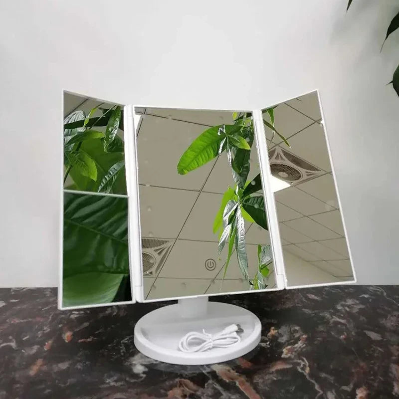 Folding LED Makeup Mirror
