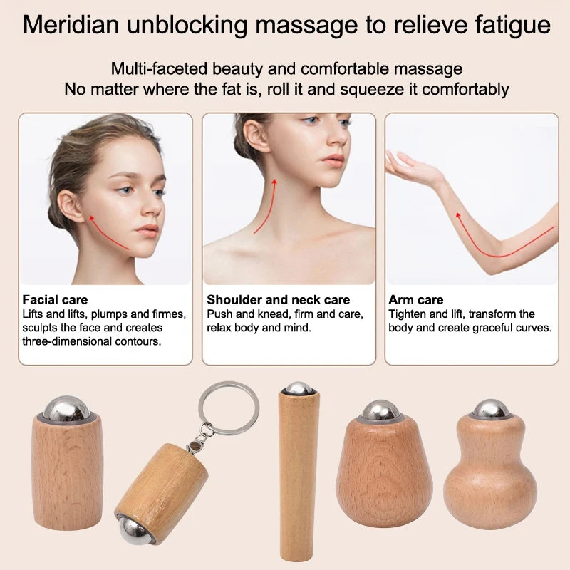 Wooden Facial Massage Roller
